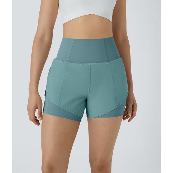 Halara Breezeful Super High Waist Pilates Yoga Shorts 3.5'' Mineral Blue S - Picture 1 of 7